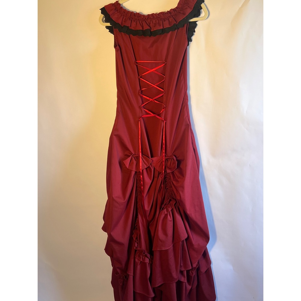 Victorian Choice Gothic Southern Belle Civil War Ball Gown Dress Red Black Small - Picture 10 of 11